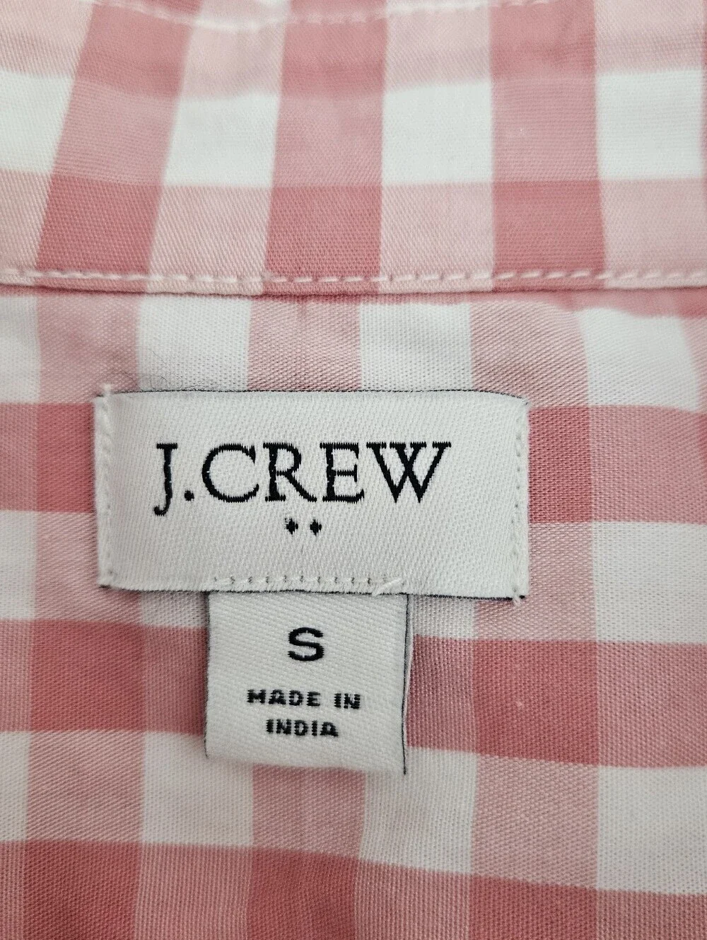 J.CREW Poplin Shirt Pink Gingham Long Sleeve Button Up Collared Top Small